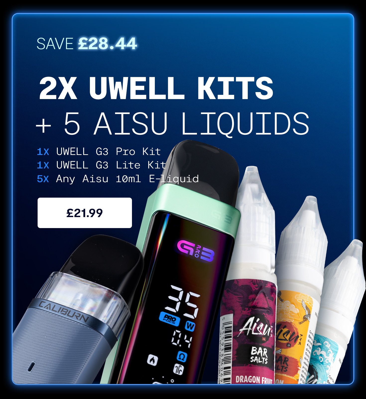 UWELL G3 Pro + Free G3 Lite + 5 Free 10ml Aisu for £21.99